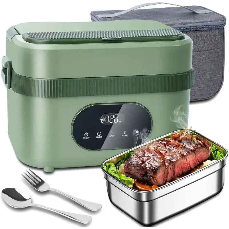 Gison 1.5L Portable Wireless Heated Lunch Box 18000Mah Electric Heated Lunch Box LED Display 60W Food Warmer for Work Travel Car