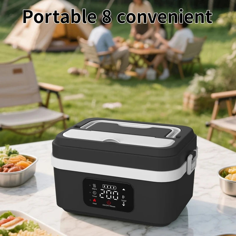 Rechargeable Waterless Electric Lunch Box Portable Heating Food Container Car Steamer Cooker Outdoor Travel Meal Prep