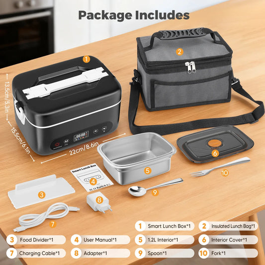Gison Cordless Electric Lunch Box 1.5L Heating Lunch Box 18000Mah Battery Power Supply 60W Self Rechargeable