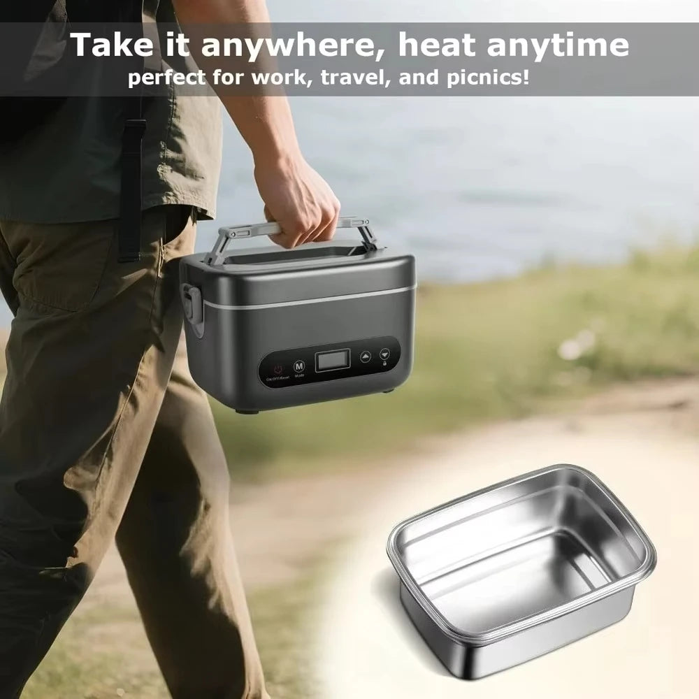 Rechargeable Heated Lunch Box for Office Workers with Separated Inner Tank and Insulated Portable Water-Free Electric Heatingbox