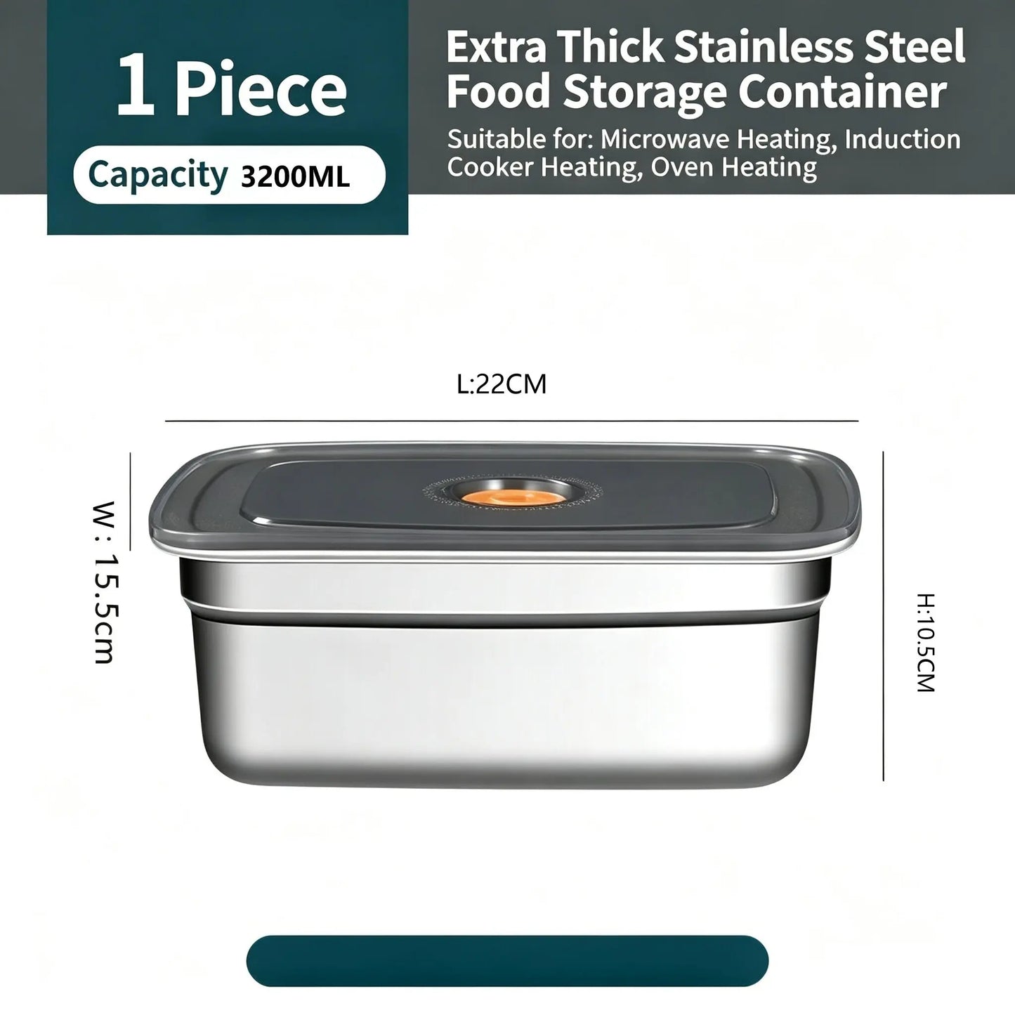 Stainless Steel Camping Lunch Box Sealed Microwave Suitable Bento Box Leak-Proof Large Capacity Refrigerator Freezer Storage Box