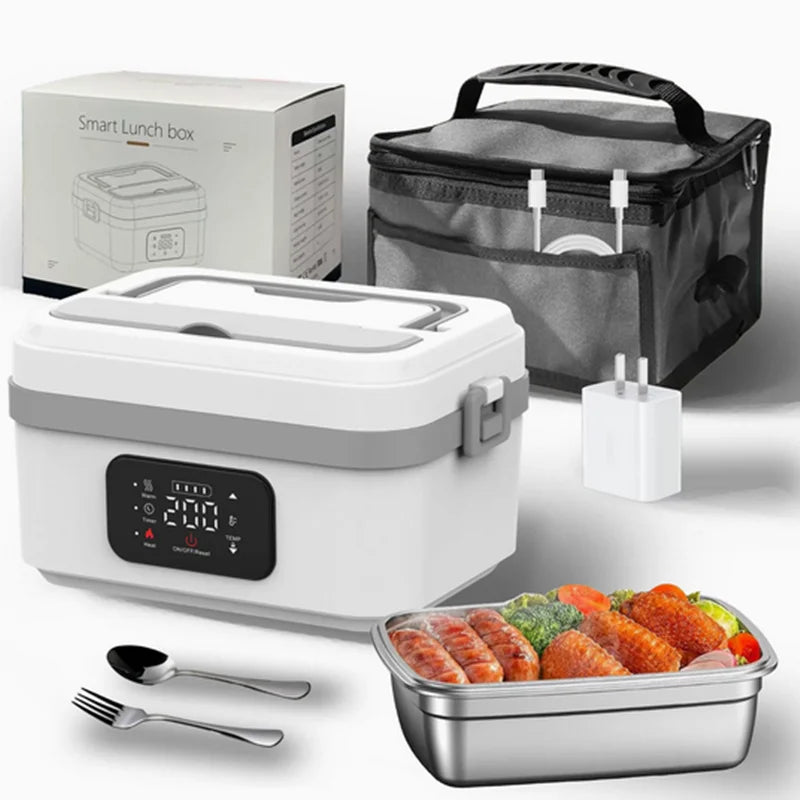 Rechargeable Waterless Electric Lunch Box Portable Heating Food Container Car Steamer Cooker Outdoor Travel Meal Prep