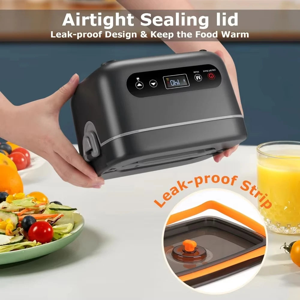 Rechargeable Heated Lunch Box for Office Workers with Separated Inner Tank and Insulated Portable Water-Free Electric Heatingbox