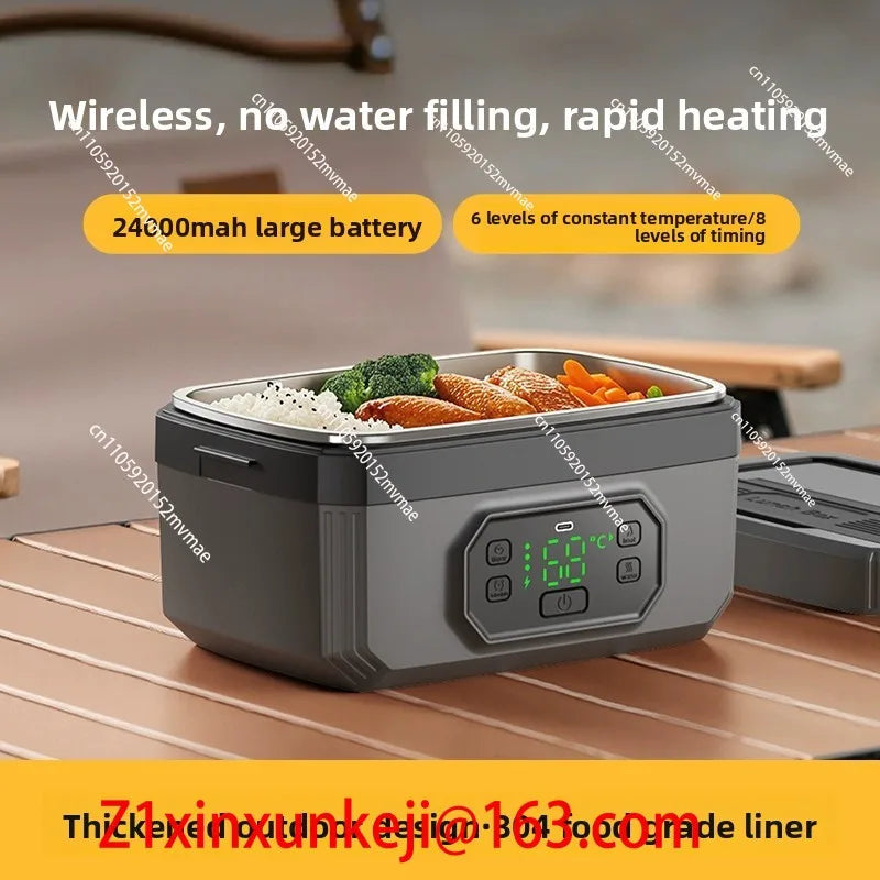 Outdoor Camping Wireless Electric Lunch Box Portable Timed Insulation Heating USB Charging Lunch Box