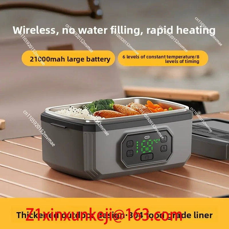 Outdoor Camping Wireless Electric Lunch Box Portable Timed Insulation Heating USB Charging Lunch Box