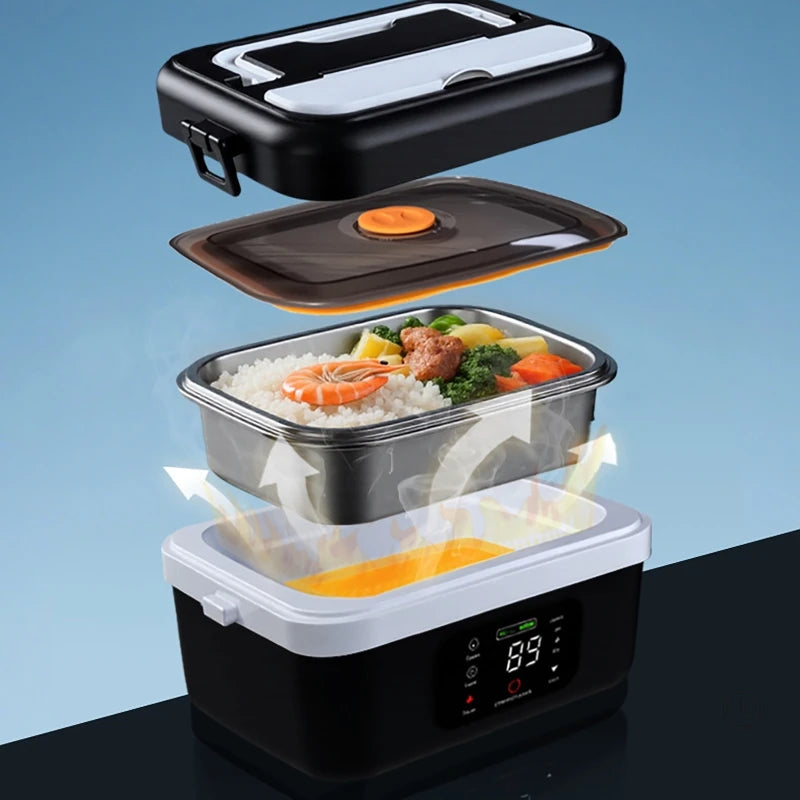 Rechargeable Waterless Electric Lunch Box Portable Heating Food Container Car Steamer Cooker Outdoor Travel Meal Prep